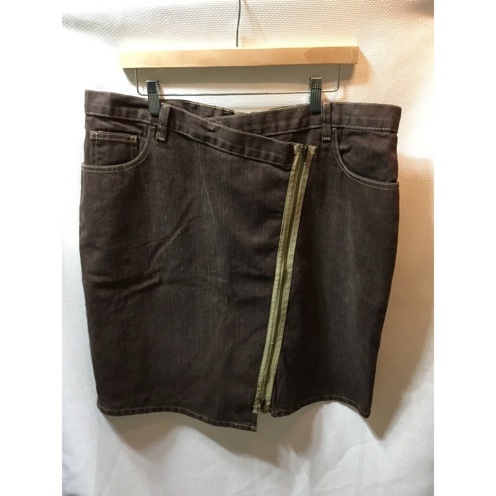 Ashley Stewart Size 16 Chocolate Brown/Tan Skirt NWT